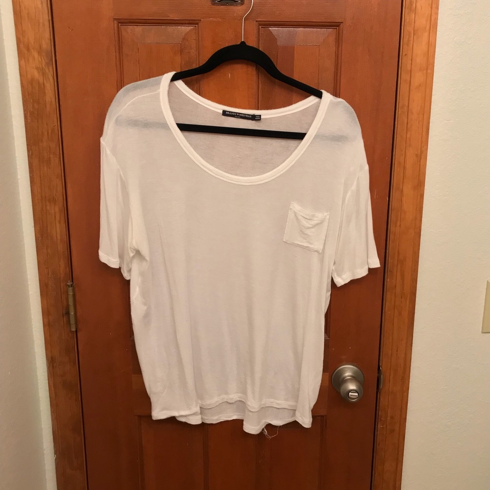 White soft Brandy Melville pocket tee